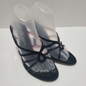 Nina‎ Grazia Black Velvet Heel Sandal Y2K/Vintage Size 7.5